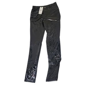 New 7 for All Mankind Black Faux Patent Leather Vinyl Skinny Pants - Small
